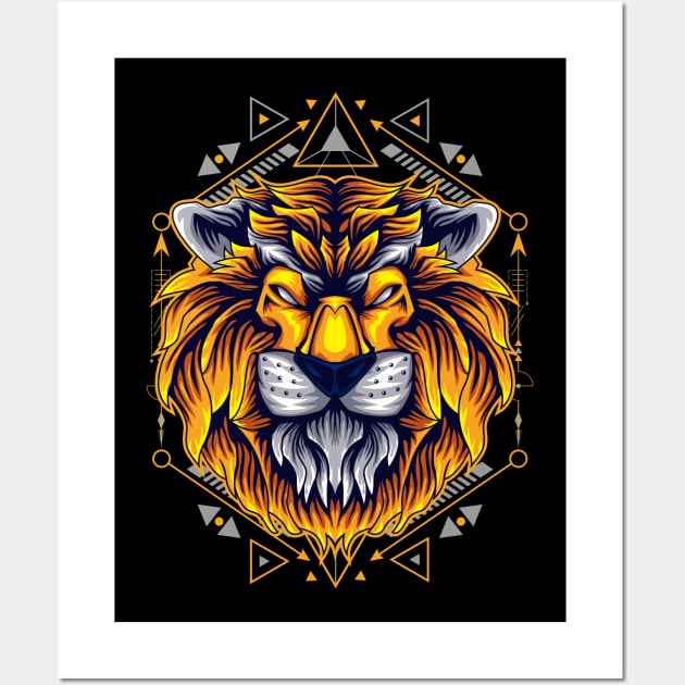 lion retro gold Wall Art by SHINIGAMII